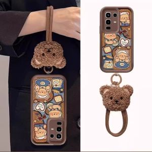 New Casing Infinix Note 50S 50X 50 Pro + Note50 Pro+ Plus 5G 4G Ins Cute Cartoon Fashion Biscuit Bear Lambskin Anti-fall Phone Case with Doll and Lanyard 2025