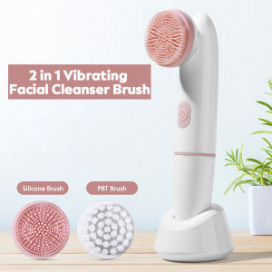 Hailicare Vibrating Facial Cleanser Brush Battery Powered Waterproof Electric Face Cleaning Brush 2 Speed Face Deep Washing Massaging Brush