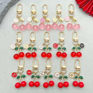 1pcs Alloy enamel cherry letter keychain cute creative keychain suitable for giving gifts to friends