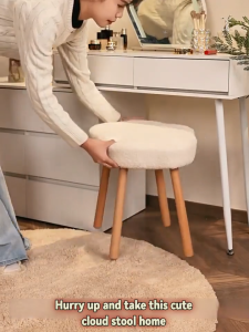 Solid wood stool home girls bedroom makeup bench living room sofa ottoman coffee table stool entrance shoe changing stool small short stool