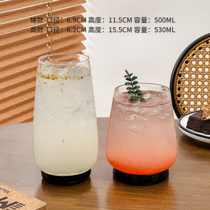 Elegant Black Bottom Short Foot Glass Juice Cup Mojito Specialty Drink Cup Irregular Shape Single Layer Ins Glass Cup