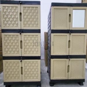 LEMARI PAKAIAN SUSUN 3 KUNCI KACA TABITHA [TABBOX]