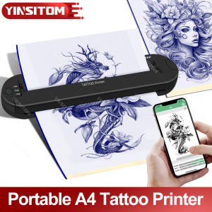 YINSITOM Tattoo Stencil Printer Thermal Wireless Tattoo Transfer Kit Machine with Transfer Paper Compatible with Smartphone & PC