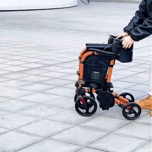(SG STOCK) Portable Rollator Walker with Adjustable Seat and Handbrake Lightweight Aluminum Mobility Aid for Elderly Singapore Seller Fast Delivery