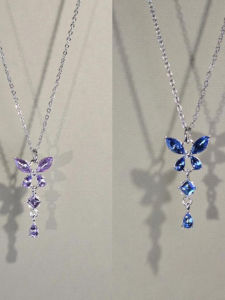 Blue Butterfly Dream Flashing Zircon Tassel Necklace Non-Fading Luxury Versatile Clavicle Chain Fashion Jewelry World Style