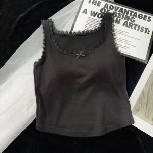 QIAOCHENXIAN | Padded Lace Trim Tank Top for Women