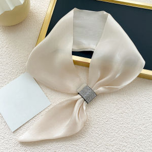 Aibins Long Small Silk Scarf 75×13CM Decorated with Small Scarf 29.5×5inch Simple and Pure Color Tie Wrap Silk Scarf WJ1092