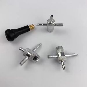 1set 4 Way Car Bike Tyre Tire Valve Repair Remover Tool+4 Valve Stem Cores