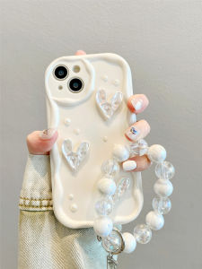 Creative Silicone Phone Case for  13Pro Max 14 15 Sweet Heart Shell Pattern Protective Cover with Lanyard Anti-Fall