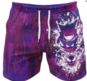 Bandai | Adult and Kids Gengar Family Evolution! Gastly Purple Tone 3D Full Print Shorts Pokémon Ghost-Type Themed Casual Sweatpants