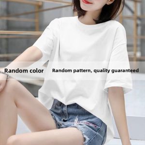 Design Sensation Slimming Cotton T-Shirt Womens Short Sleeve Summer Fashion Korean Style round Neck Casual Top Mommy Wear