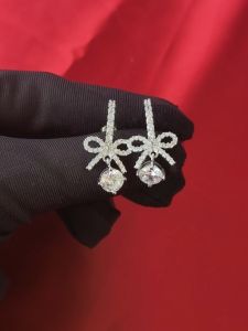 Diamcity (Free Gra Certificate) 1 Karat Moissanite Busur Rumbai Berlian Anting-anting Perhiasan Tempat Grosir