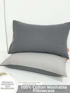 Kiss Dear | Deep Grey Mens Cotton Pillowcase Pair 48x74cm