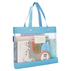 Transparent Art Canvas Zipper Bag Handheld Document Bag Tutoring Supplemental Student Book Bag A4 Mesh Pocket Storage Bag