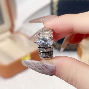 Huitan Gorgeous Women Ring Inlaid Brilliant Marquise CZ Geometric Design Party Lady Accessories Fashion Wedding Charming Jewelry