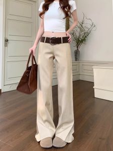 Low Waist Wide Leg Casual Pants Straight Cut Draping Pure Color Womens Spicy Girl Style Fall Season Versatile Floor Length