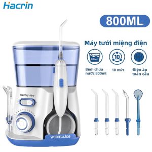 Máy Tăm Nước Áp Lực Cao Máy Tưới Tiêu Răng Miệng 800ML Với 5x Đầu Máy Làm Sạch Răng Máy Điện Rửa Miệng Máy Bay Phản Lực Nước PULSE