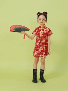 Set bộ quần áo phong cách Trung Hoa cho bé trai bé gái dự tiệc diện lễ tế trung thu từ 100-180 hàng Quảng Châu