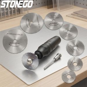 7pcs HSS Rotary Tool Set 3.2mm-6.0mm Shank Circular Saw Blades Cutting Discs Mandrel Mini Saw Blade