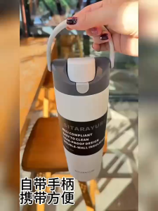 ใหม่SITARAYURIแท้ ความจุขนาดใหญ่ 30oz ถ้วยผลไม้ Bounce ถ้วย 304 สแตนเลส Double-Layer สูญญากาศรถถ้วยกีฬาแบบพกพาล็อคแบบพกพาคู่ดื่มฟางถ้วย