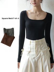 Miiow | Black Modal Base Shirt Womens Autumn Winter Slim Fit Long Sleeve Top Fashionable Inner Wear High End Feelings Shoulder Length