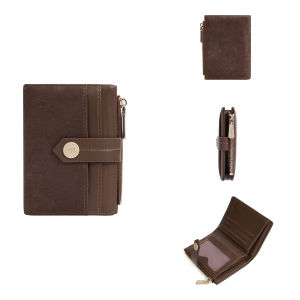 Baellerry Womens Short Wallet Large Capacity Zipper Card Holder Coin Purse Button Detail Gift Quality Leather