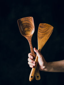 Muyou Non-Stick Wooden Spatula Long Handle Cooking Utensil Set for Stir-Frying Home Use Kitchen Tools Wood Chopsticks