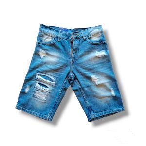 Celana Pendek Jeans Sobek Ripped Casual Denim