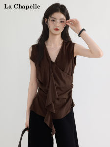 La Chapelle | Irregular Crossed V-Neck Halter Blouse