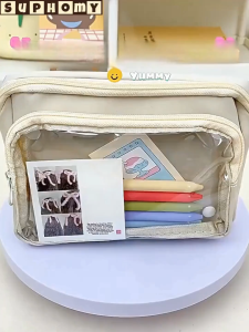 กล่องดินสอ กระเป๋าดินสอ มัลติฟังก์ชั่หดกรณีดินสอ กล่องดินสอความจุขนาดใหญ่ กล่องดินสอใสหลายชั้นขนาดใญ่ ทนทานต่อแรงก ถอดออกได้ดและไม่เสียรูป แบบสร้างสรรค์ สําหรับนักเรียน