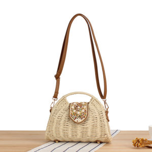 Colored All-Matching Fashion Paper-String Woven Bag Advanced Texture Crossbody Small Bag Minority Simple Design Straw Bag Womens Bag