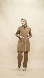 STELAN SERAGAM TUNIK PEMDA KHEKI TUA WANITA
