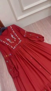 Gamis Bordiran Terbaru Mewah Selvina Dres WD Linen Rami Aplikasi Bordir M L XL XXL Gamis Jumbo Model Kekinian Dress Kondangan Motif Viral Ootd Remaja Hijab