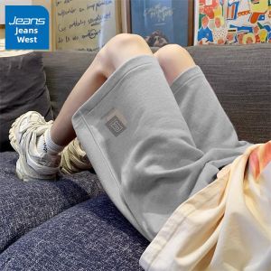 True Weave American Style Mens Shorts Pure Cotton Casual Pants Five-Quarter Length Summer Sportswear Loose Straight Leg Jeans