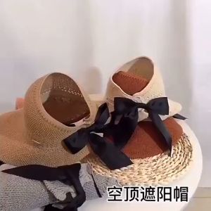 Nón Vành Rộng Siêu Chất Hở Đầu Phối Nơ Cực Xinh RQN1678 - requane
