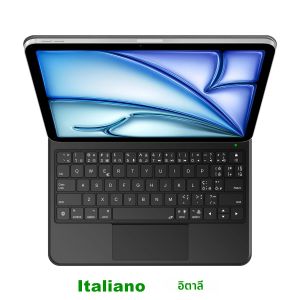 AJIUYU เมจิกคีย์บอร์ดสำหรับ iPad Pro 11/12.9/13 M4 M3 M2 Air 4/5/6/7 Smart Pogo Pin การเชื่อมต่อโดยตรงมัลติทัชแบ็คไลท์