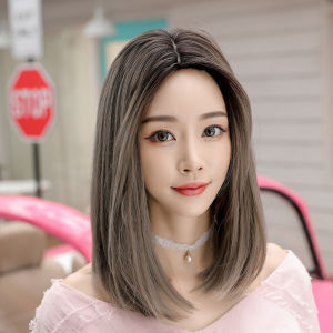 【Local Stock】30cm medium length straight hair middle parting wig natural high quality polyester