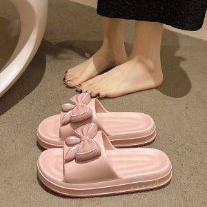 EVA Womens Summer Fashionable Outdoor Sandals Thick Bottom Anti-slip Beach Slippers Cute Butterfly Knot Flat Heel Comfortable