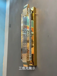 Lampu Dinding Kaca Kristal Kamar Tidur Ruang Tamu Minimalis Modern Mewah Emas 40cm LED 3 Warna Lampu Hias Dinding Lampu Samping Tempat Nordic Lorong Lampu Wall Lamp MOOISHC