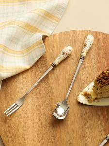LOTUS BLUE | Steel Fruit Cake Dessert Forks Set