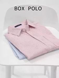 GE Box Fit Polo for Men Crop Top stripe cotton short-sleeved Korean style shirt