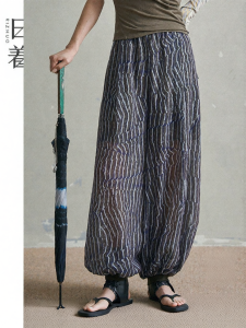Ethnic Stripe Print Loose Womens Trousers