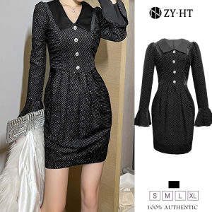 HT ล้างสต๊อก เดรสผู้หญิง เดรสทำงาน เดรสแขนยาว เดรสรัดรูป เดรสเกาหลี เดรสสีดำ เดรสแฟชั่น เดรสออกงาน EraVogue 9420