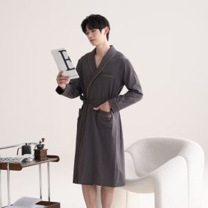 Miiow | Pure Cotton Mens Robe Lightweight Summer Home Clothes Loose Fit Plus Size MiiOW Cat Man Sleepwear Breathable Comfortable