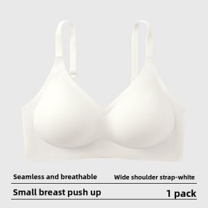 Aimo | Slim Strap Womens Underwear Summer Thin Seamless Gathered Small Chest Beautiful Back Vest Foundation Liquid Invisible Bra Cover
