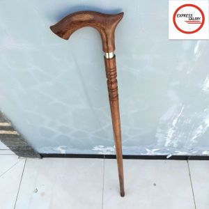 tongkat jalan kayu kelor emas motif cula profil bubut D62