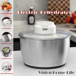 Vision 5L Electric Stainless Steel Dehydrator Automatic Vegetable Dehydrator Large Capacity Salad Spinner Household Fruit Dryer Kitchen Washing Drain Basket