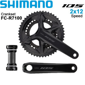 Shimano จาน R7100 105 2X12ความเร็ว165มม. 170มม. 172.5มม. 175มม. 50-34ตัน50-36ตันข้อเหวี่ยงจักรยานท้องถนนฮอลโลวเท็ค II พร้อมตัวยึด BBR60ด้านล่างชิ้นส่วนจักรยานดั้งเดิม
