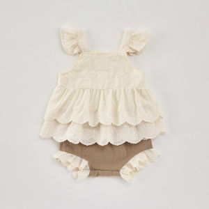 Summer Thin Set Infant Korean Style Sleeveless Strap Top Shorts Sweet Outdoor Clothes Two Piece Set for Baby Girls Princess Skirt