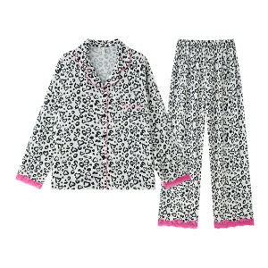 LEZIMENG | Lace Trimmed Women Outdoor Wear Sleepwear Spring Autumn